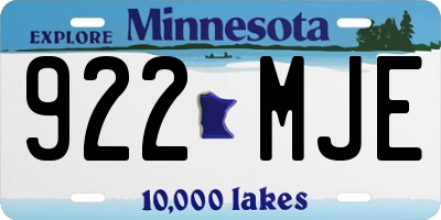 MN license plate 922MJE
