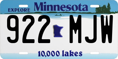 MN license plate 922MJW