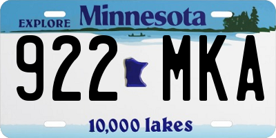 MN license plate 922MKA