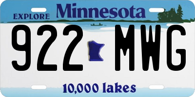 MN license plate 922MWG