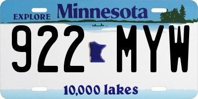 MN license plate 922MYW