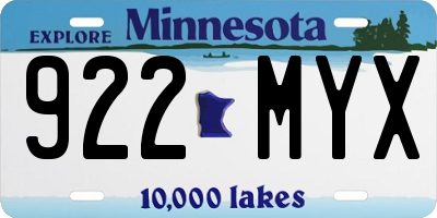 MN license plate 922MYX