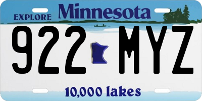 MN license plate 922MYZ