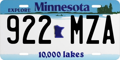 MN license plate 922MZA