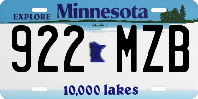 MN license plate 922MZB