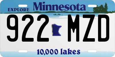 MN license plate 922MZD