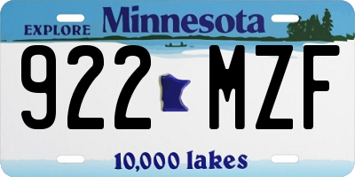MN license plate 922MZF