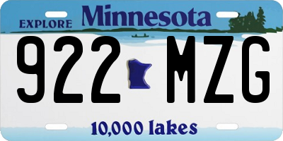 MN license plate 922MZG