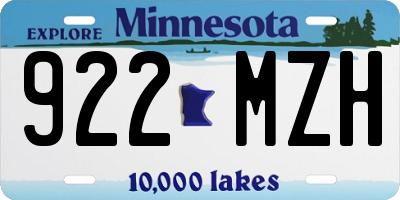 MN license plate 922MZH