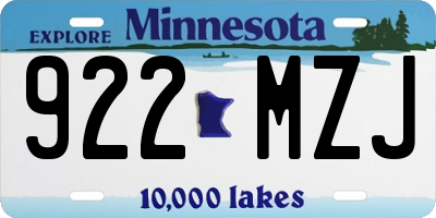 MN license plate 922MZJ