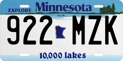 MN license plate 922MZK