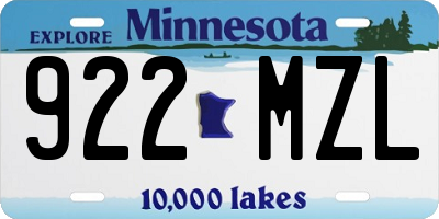 MN license plate 922MZL