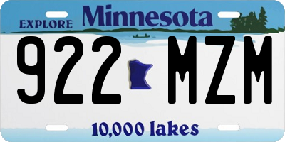 MN license plate 922MZM