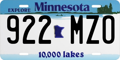 MN license plate 922MZO