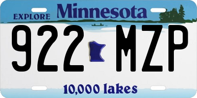 MN license plate 922MZP