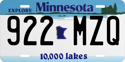 MN license plate 922MZQ