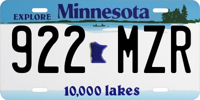 MN license plate 922MZR