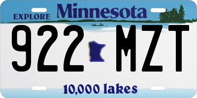 MN license plate 922MZT