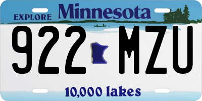MN license plate 922MZU
