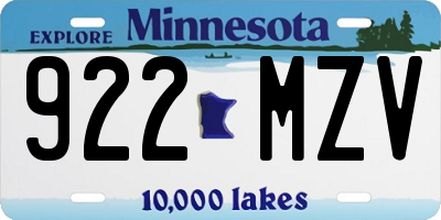 MN license plate 922MZV