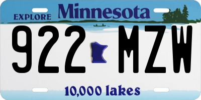 MN license plate 922MZW