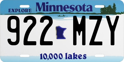 MN license plate 922MZY