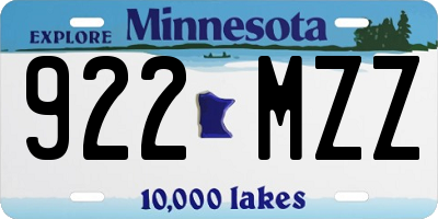 MN license plate 922MZZ