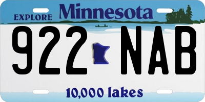 MN license plate 922NAB