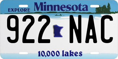 MN license plate 922NAC