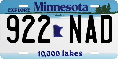 MN license plate 922NAD