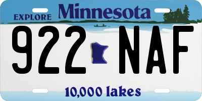 MN license plate 922NAF