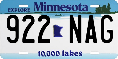 MN license plate 922NAG