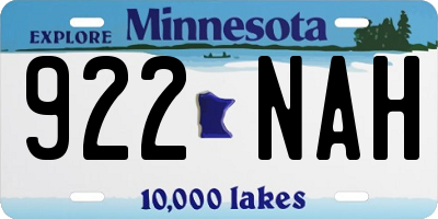MN license plate 922NAH