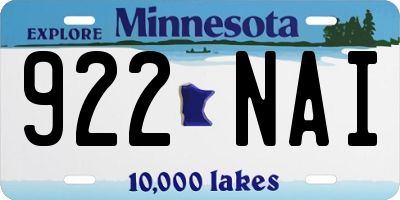MN license plate 922NAI