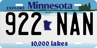 MN license plate 922NAN