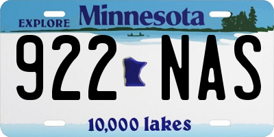MN license plate 922NAS