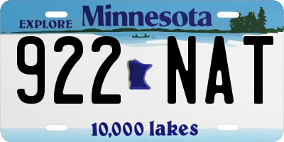 MN license plate 922NAT