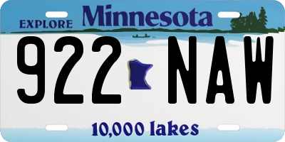 MN license plate 922NAW