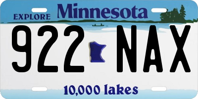MN license plate 922NAX