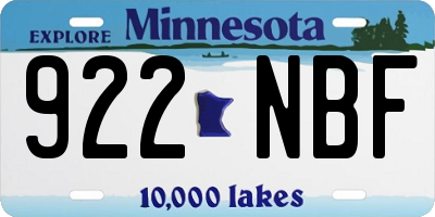 MN license plate 922NBF