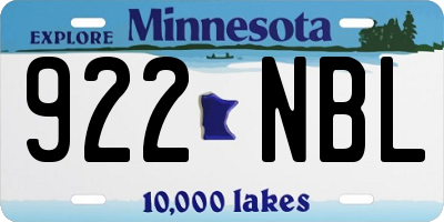 MN license plate 922NBL