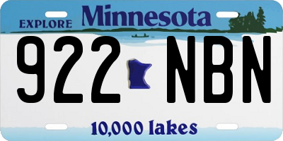 MN license plate 922NBN