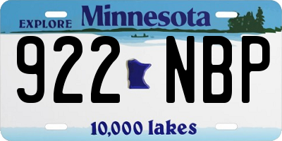 MN license plate 922NBP