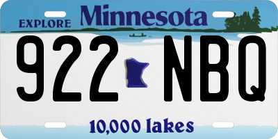 MN license plate 922NBQ