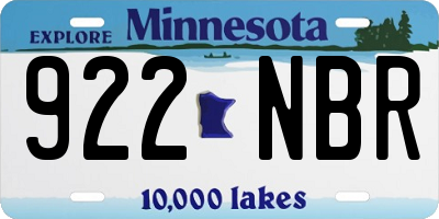 MN license plate 922NBR