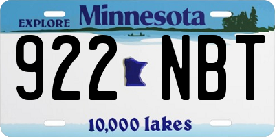 MN license plate 922NBT