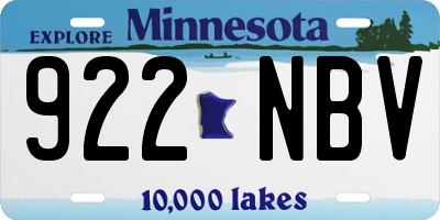 MN license plate 922NBV