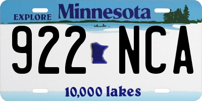 MN license plate 922NCA