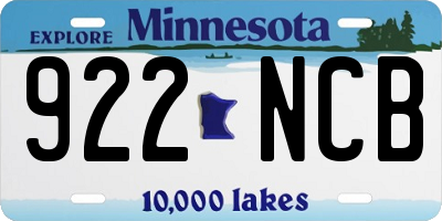 MN license plate 922NCB