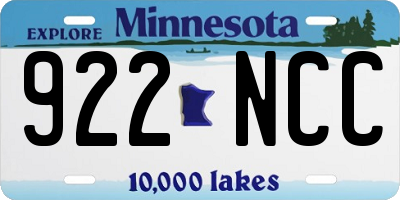 MN license plate 922NCC